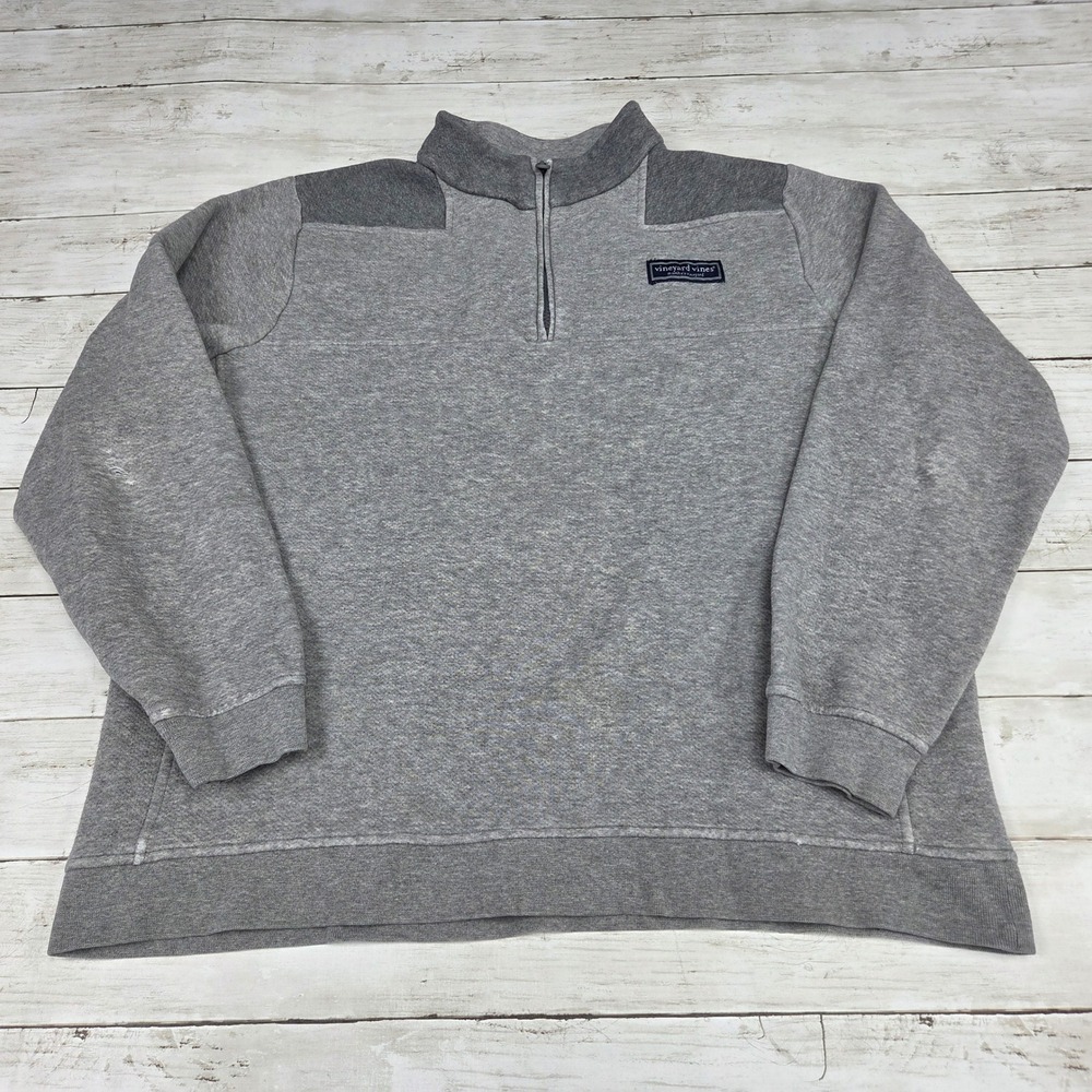 Vineyard Vines Shep Shirt Quarter Zip Pullover Mens Medium Gray Damaged